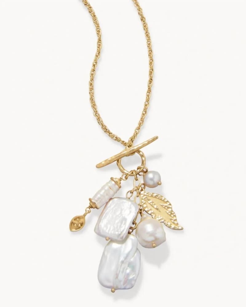 Front of a size O/S Charlie Necklace in Pearl/Gold in Pearl/Gold by spartina 449. | dia_product_style_image_id:330628